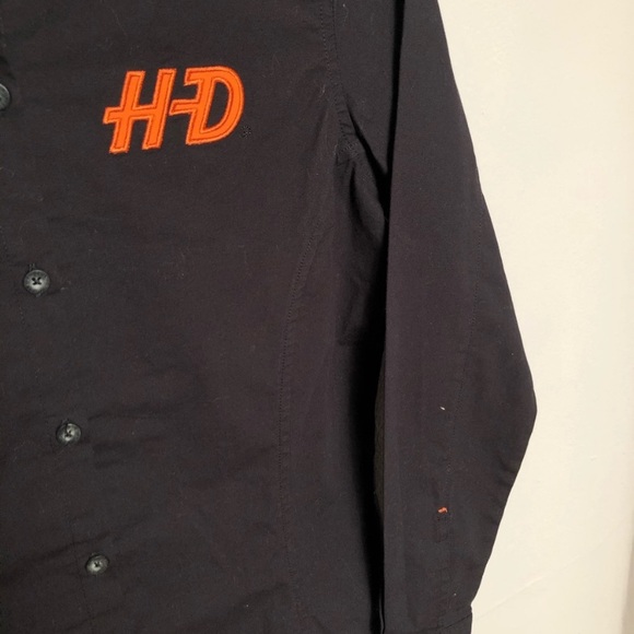 Harley Davidson Embroidered Moto Biker Logo Button Down Shirt Top Women’s Small - Picture 4 of 6